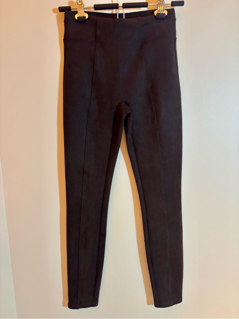 Spanx Faux Suede Stretch Slim High-Waist Brown Leggings XS